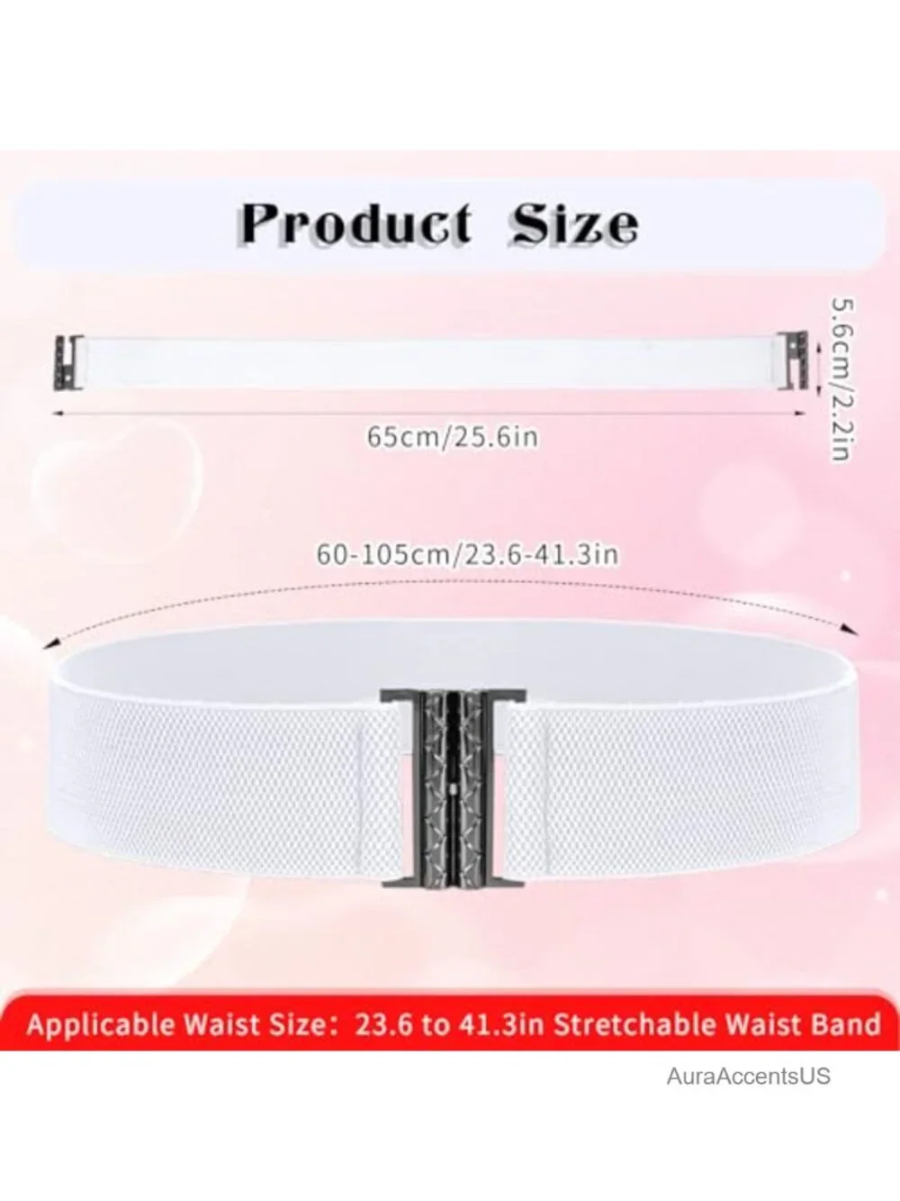 Wide Stretchy Elastic Waist Belt Adjustable Cinch Buckle Belt